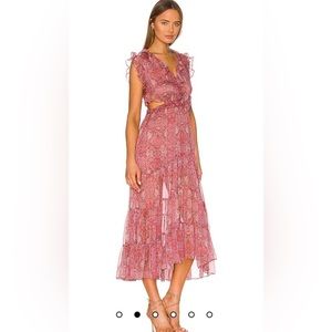 Misa Los Angeles Dusty Rose Floral Ruffled Maxi Dress